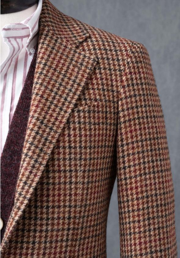 Men's red, brown and blue plaid coat