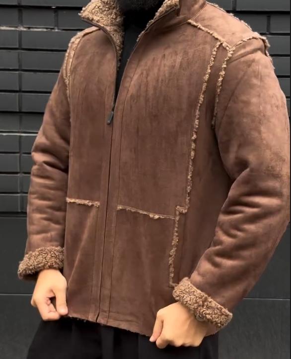 Men's lambswool natural leather jacket