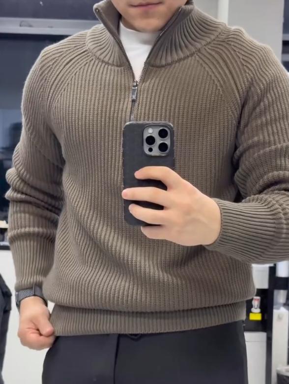 Men's new zipper knitted sweater