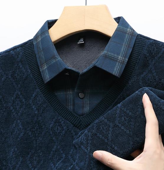 Men's padded shirt collar bottoming shirt