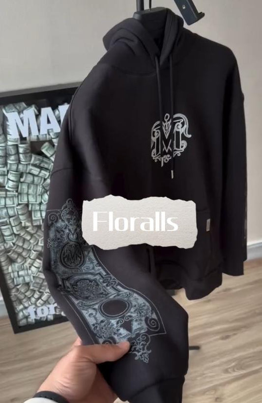 Men's fashion printing plus velvet padded hooded sweater