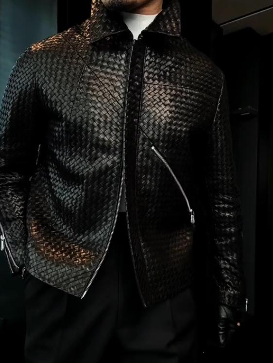 Men's X new zipper leather jacket