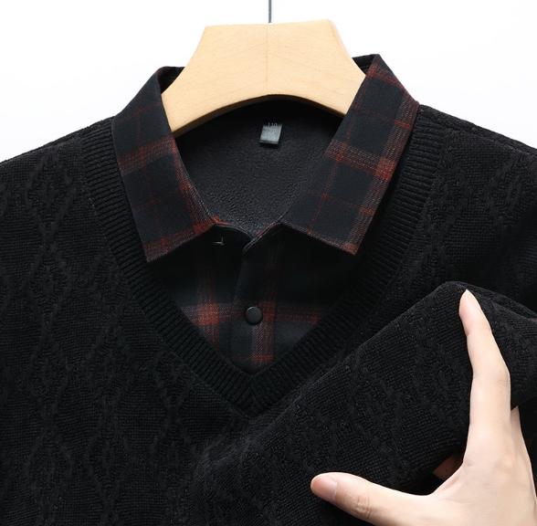 Men's padded shirt collar bottoming shirt