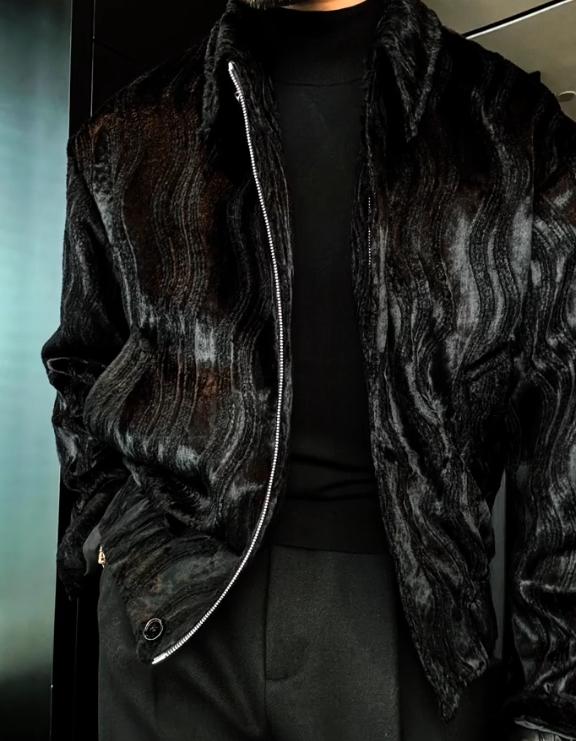 Men's winter ripple high quality leather coat