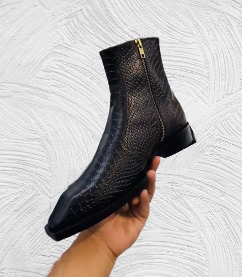 Men's special-shaped leather shoes with gradient design boots