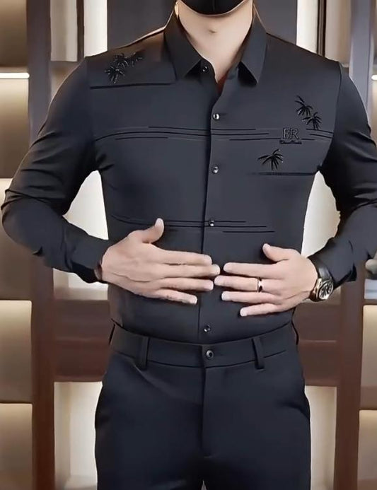 Men's high quality black business shirt