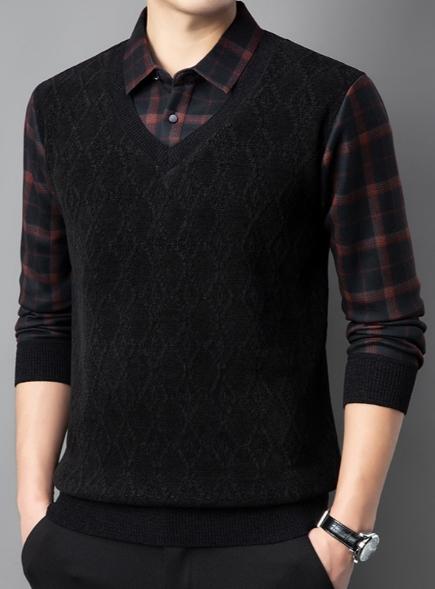 Men's padded shirt collar bottoming shirt