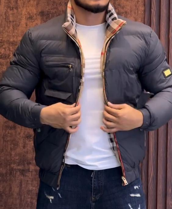 Men's retro plaid inner down jacket